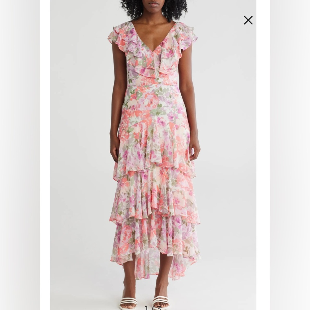 WAYF Floral Ruffle Tiered Dress